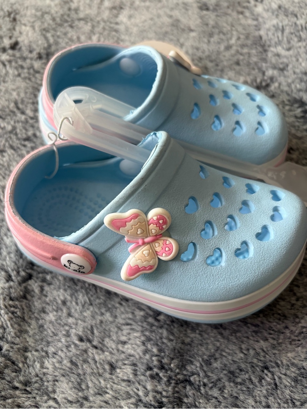 Koala Kids Light Blue & Pink Butterfly Slip-On Clog